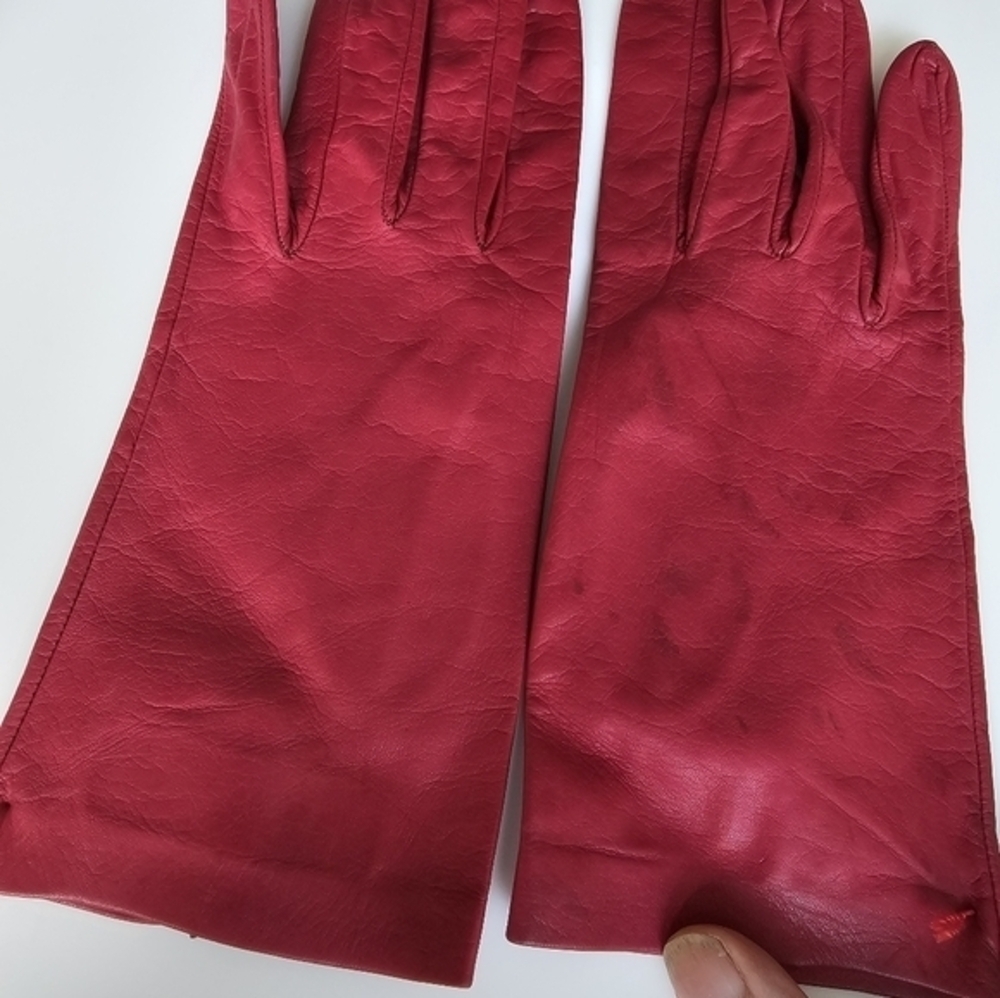 Vintage red leather gloves by Sermoneta, made in Italy‎ - Picture 5 of 10